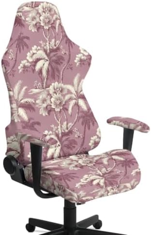 Gaming Chair Covers Slipcovers Vintage Palm Tree Gaming Chair Covers Pink Stretchable Computer Chairs Slipcover with Armrest Protectors for Home, Office, Workstation by Merkmak