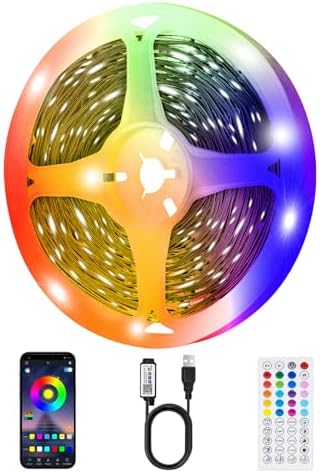 LED Strip Lights for Bedroom, 32.8ft Smart RGB Music Sync Bluetooth App & Remote Control, USB-Powered LED Strip Lights for TV, Gaming, Bedroom, PC, Home Theater by TK99SW