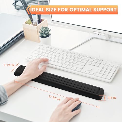 Keyboard Wrist Rest - 17 3/8 in Wrist Rest for Computer and Laptop with Massage Dots, Memory Foam Wrist Pad for Keyboard with Non-Slip PU Base for Ergonomic Wrist Support. - Image 5