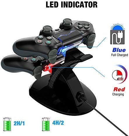 VSEER Dual Shock PS4 Charging Station - Twin Charge Docking Station Stand Charger for PS4/Pro/Slim Controllers, Black - Image 3