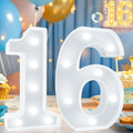 Pooqla 16th Birthday Decoration for Girls Boys, Decorative LED Light Up Numbers, Marquee Numbers 16 Sign for Teen Party Backdrop 16th Wedding Anniversary Decor, Warm White and Cool White Number 16 by Pooqla