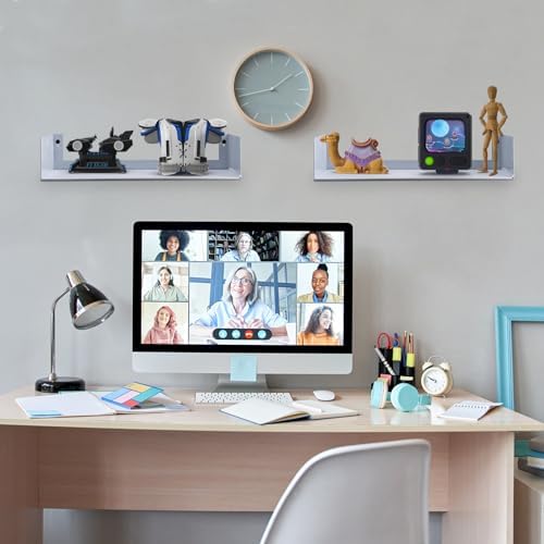 U Shape Floating Shelves Wall Mount Metal Bookshelf CD DVD Storage Display Shelves, White Set of 2 - Image 5
