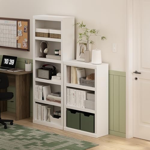 Furinno Rail Book Shelf, 3-Tier Bookshelf with Open Shelf, Bookcase with Classic Style Edges, 10 x 24.6 x 39, for Organization and Storage, for Living Room, Bedroom, Home Office, White - Image 2