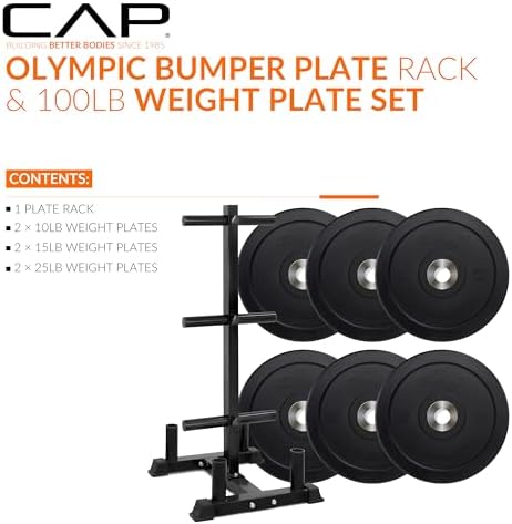 CAP 2-inch Olympic Bumper Plate Weight Set | 100-370 lbs | Multiple Colors | Storage Rack Optional - Image 2