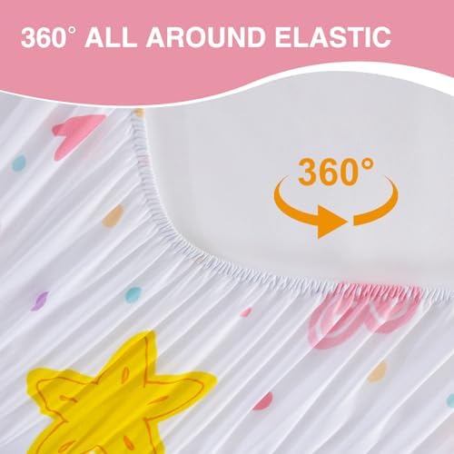A Nice Night Zipper Bedding Cartoon Rainbow Bedding Set with Smile Sun Printed Zippered Kids Comforter Set,Twin,White - Image 4