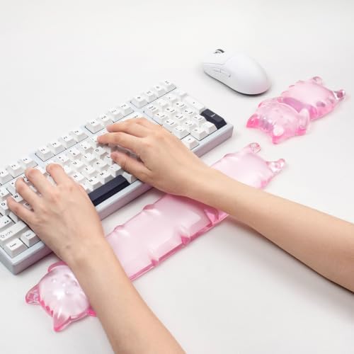 Gel Keyboard and Mouse Wrist Rest Set – Clear Cat Wrist Rest - Image 2