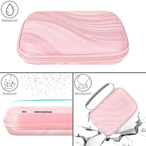 TOCCOOL Handheld Game Console Carrying Case, Protective Travel Retro Mini Game Console Box for Charging Cable, Earphones, Batteries and Accessories (Pink) - Image 3