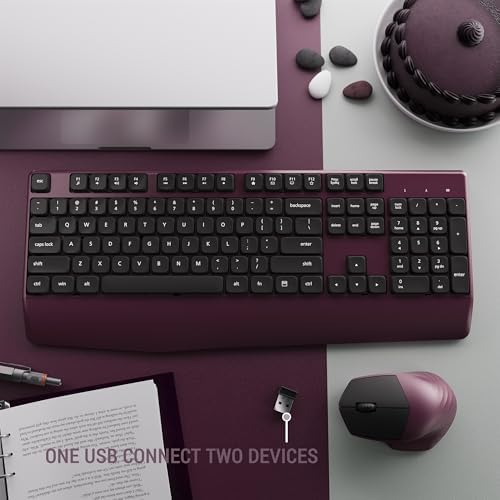 MPTOG Ergonomic Wireless Keyboard and Mouse Combo, Claret - Image 4