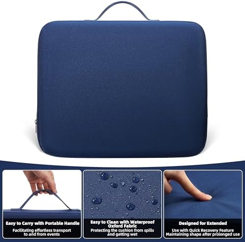Extra Thick Stadium Seat Cushion - Bleacher Seat Cushion, Stadium Cushion | Waterproof, 2.8" Bleacher Cushions for Adults, Lightweight Stadium Seat Pad, 2-Pack Blue Portable Seat Cushion with Handle - Image 4