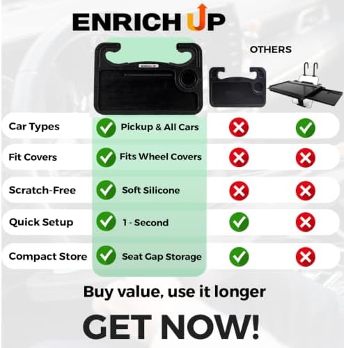 ENRICH UP 2-in-1 Steering Wheel Tray Table & Car Desk, Black Limited - Image 2