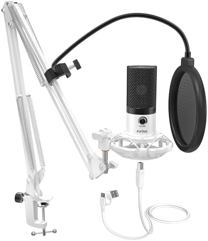 FIFINE T669 White USB Recording Microphone Kit for Vocals, Voice-Over by FIFINE