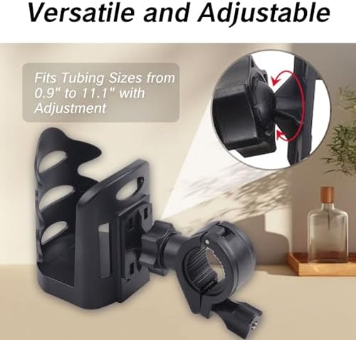 BRBASAP Stand Cup Holder Clamp Attachment Microphone Stand Adjustable Water Bottle Drink Caddy Mount for Music Handle Bar Pole or Gaming Chair Motorcycle Desk with Clip and Luggage Attachment, balck - Image 5