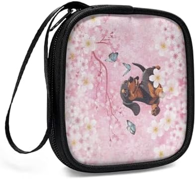 Cherry Blossom Dachshund Carrying Earphone Case Pouch Storage Bag Earbud Holder Mini Pouch Headset Storage Case Bags for Headphone, Bluetooth - Image 3