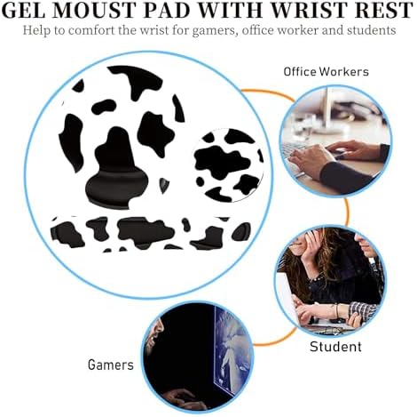 Keyboard Wrist Rest and Mouse Pad Wrist Support Set with Coasters,Ergonomic Gaming Mousepad for Home Office Working Studying Easy Typing & Pain Relief,Cow Print - Image 7