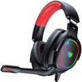 Jimonyer Gaming Headset with Microphone, 7.1 Surround Sound and Noise Canceling Over Ear Headphones for PC, PS4, PS5,Xbox Series,Switch, RGB Light and Soft Imitation Protein Earmuffs (Red) by Jimonyer
