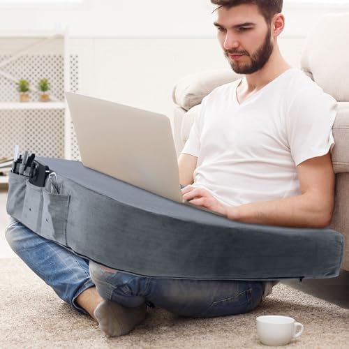 HOMBYS Extra Large Arm Rest Pillow for Adult Gaming,Lap Desk Pillow,Crochet Pillow for Lap Support,Foam Bed Rest Pillow for Reading (Dark Grey) by HOMBYS