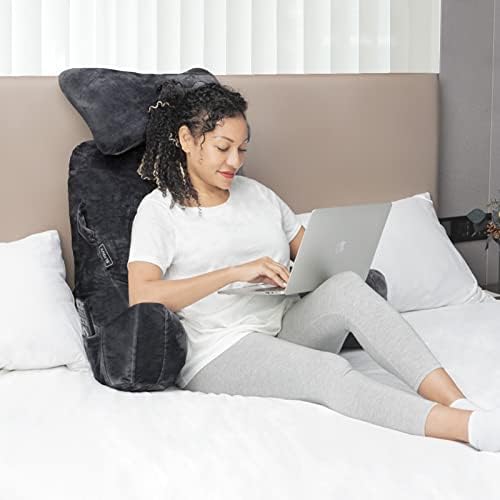 SLIGUY Reading Pillow-Bed Rest Pillow with Detachable Neck Roll & Higher Support Arm for Sitting in Bed Couch or Floor-Backrest Reading Pillow Adult Back Pillow for Reading/Watching TV/Gaming,Black - Image 6