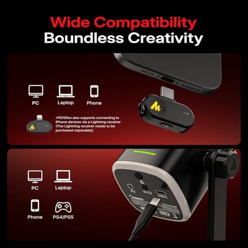 MAONO PD100W Wireless Dynamic Gaming Microphone for PC with USB-C Receiver - Image 3