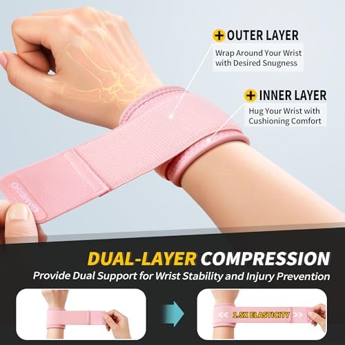 CAMBIVO 2 Pack Wrist Brace for Carpal Tunnel with wraps, Pink | Wrist Support, Adjustable Wrist Wraps for Weightlifting, Tendonitis, Pain Relief, Sleeping, Night, Gym, Neoprene, Both Hands - Image 3