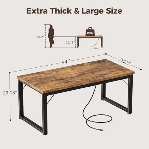 Mericonia 54 Inch Computer Desk, 1.2" Thick Heavy Duty Office Table - Image 2