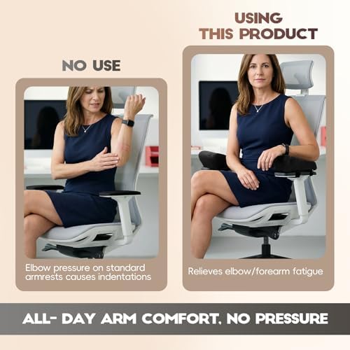 Chair Arm Pads for Office, Wheelchair and Gaming | Memory foam armrest pillows for desk, computer, gaming, office chairs, wheelchairs, and elbow support - Image 4