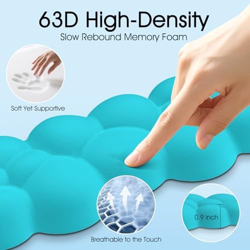 Cloud Wrist Rest Keyboard Cushion and Cloud Mouse Pad, Scuba Blue | 4-in-1 Ergonomic Cloud Keyboard Wrist Rest Set, Memory Foam, Arm Support for Palm, Cute Desk Accessory for PC Gaming Setup - Image 4
