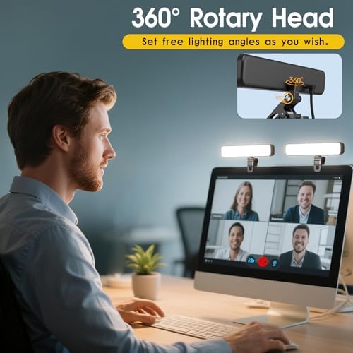 ALTSON 16W 2PCs Video Conference Lighting, LED Streaming Light Clip-On, Zoom Lighting for Computer Monitor Webcam Laptop, Desk Ring Light for Video Recording Podcast, Eye-Caring&360° Rotary Backlight - Image 5