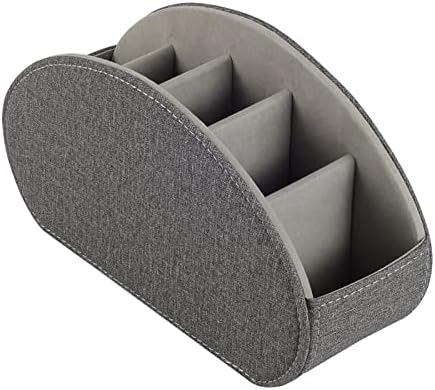 Remote Control Holder,TV Remote Caddy/Box with 5 Compartments,Bedside Table Organizer for Controller,Glasses,makeup brushes,jewelry and Media Player,Pen/Pencil Storage (Grey) - Image 3