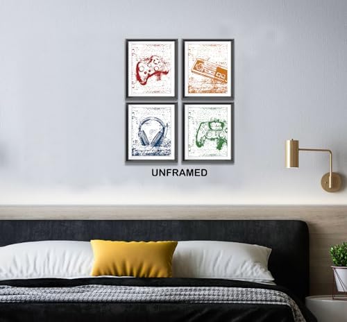 Retro Video Game Gaming Poster Prints for Home Boys Room Playroom Decor,Black And White Video Game Decorations Prints Wall Art Unframed 4pcs 8x10inches,Gift for Gamer Boys Gaming Love (8×10 inc) - Image 4