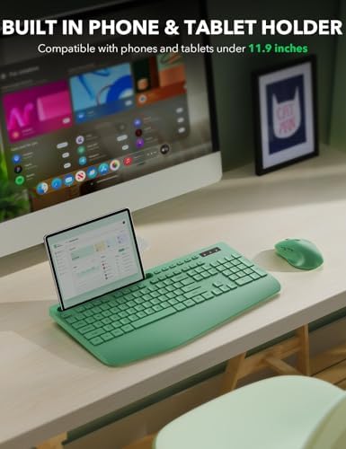 Wireless Keyboard and Mouse Combo - Full-Sized, Ergonomic Wrist Rest - Image 3