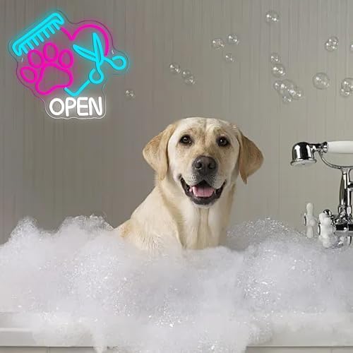 Mutank Pet Shop Open Neon Sign, Paw Neon Light USB Powered LED Dimmable Scissors Sign, for Pet Shop Business Sign Pet Spa Pet Salon Animal Clinic Decor Pet Grooming and Welcome Sign(13.3 * 12.2 In) - Image 6