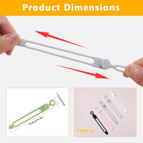 10 Pcs Silicone Cable Ties, Reusable Cord Organizer. - Image 2