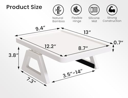 2 Pack Bamboo Couch Arm Tray,Folding Sofa Armrest Table（White） - Image 6