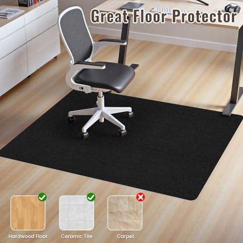 Sycoodeal Office Chair Mat for Hardwood Floor,Slip Resistant Floor Mat for Office,Heavy Duty Floor Protector Computer Gaming Chair for Rolling Chairs,Black(36"x48") - Image 4