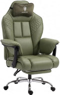 Dowinx Big and Tall Gaming Chair with Footrest for Home Office 500LBS Green | High Back Leather Office Chair, Extra-Wide & Thick-Padded Seat Cushion with Ergonomic Lumbar Support and Soft Linkage Armrest by Dowinx