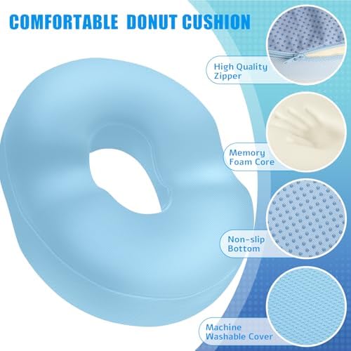 BlissTrends Donut Pillow Seat Cushion, Memory Foam Lifting Cushions | Donut Chair Cushions for Postpartum Pregnancy&Hemorrhoids,Tailbone Pain Relief, for Office&Home Chairs(XX-Large, Light Blue) - Image 3