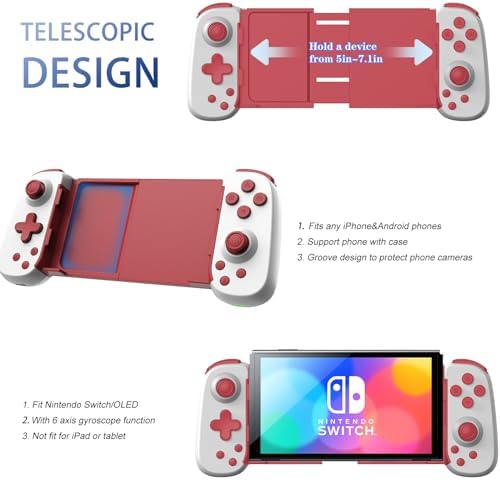 Wireless Controller for iPhone 17/Android/PC/iPad/Tablet/Arcade MFi Games/Switch/PS4/iPhone 15, Support Streaming on PS5/PS4/Xbox/PC Console, Cloud Gaming Gamepad Joystick - Turbo/6-Axis Gyro/Dual Motors - Image 5