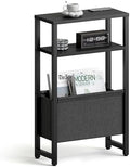 Narrow Side Table, Slim End Table with Magazine Rack, Skinny Bedside Table for Small Spaces, 3 Tier Sofa Couch Table Nightstand for Living Room, Bedroom, Black LET503B by IRCPEN