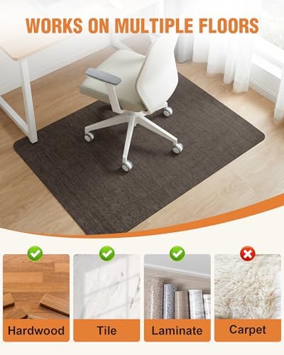Carvapet 36x48 Office Chair Mat for Carpet Hardwood Floor Protector Rug | Non Slip Silent Chair Mat Perfect for Executive Office Desk or Computer Gaming Chair Cushion, Dark Brown - Image 6