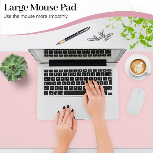 Pink Leather Desk Pad Large Mouse Pad, 35.4"x17" - Image 2