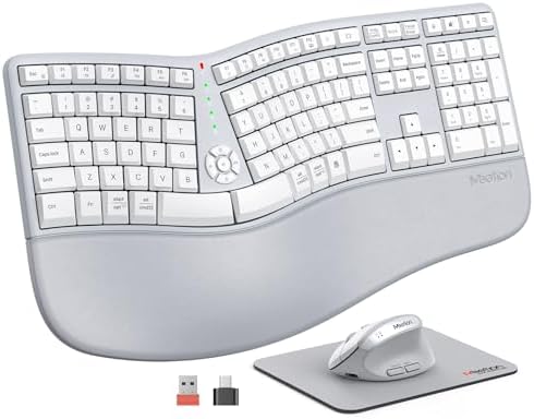 MEETION Ergonomic Keyboard Mouse Combo, Split Design Vertical Mouse Gray by MEETION