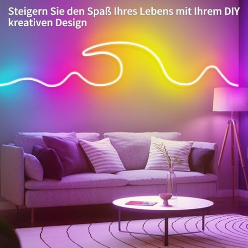 segrass 132FT Neon LED Rope Lights IP65 Waterproof LED Lights for Bedroom Flexible LED Light Strip with Remote/APP Control RGB Lighting Strip for Indoors Outdoors Bedroom Room Home Décor - Image 4