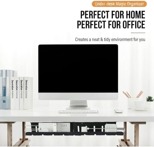 Metal Cable Management Under Desk for Easy mounting Under-Table, Set of 2 - with 10X Cable Ties, Desk Organizer for Office/Home Office Table Thoughtful Cable Tray Holder - Image 4