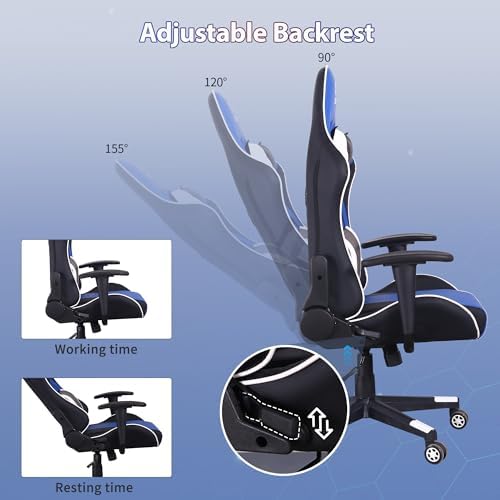 Gaming Chair,Video Game Chair with Massage Lumbar Support | Ergonomic Computer Chair Height Adjustable with Swivel Seat and Headrest - Image 5