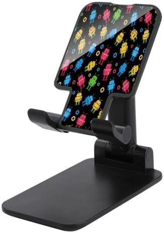 Multi Angle Foldable Colorful Robot Pattern Black Cell Phone Desk Stand by Unknown