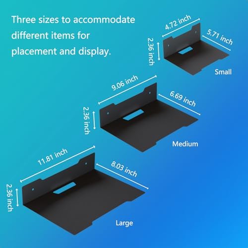 Floating Metal Wall Mount Shelf,Shelf for Projector,TV Cable Box,Router,Speaker,Sound Bar,Camera,Gaming,Decor Display (1, Medium) - Image 3