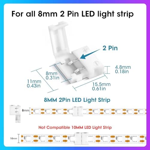10Packs 2-Pin RGB LED Light Strip Connectors 8mm Unwired Gapless Solderless Adapter Terminal Extension - Image 2