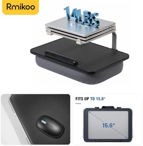 Rimkoo Elevated Lap Desk for 15.6" Laptop, 2-in-1 Dual Laptop Stand with Pillow Cushion, Lightweight Lap Tray for Couch & Bed, Ergonomic Design for Stable Typing & Relaxed Posture, Black - Image 5