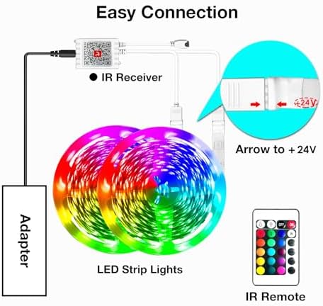 hyrion Smart LED Strip Lights 100ft WiFi, RGB Color Changing Lights Work with Alexa and Google Assistant, 16 Million Colors with App Control and Voice Control Led Lights for Bedroom, Room Decor - Image 6
