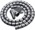 Spiral Cable Wrap with Clip,25mm Diameter Desk Cable Organizer Spiral for Wire Management,1.5 Meters Flexible Wire Organizer with Wire Grip- Keep Office Cords Neat, Tangle-Free and Protected,Silver by Fogun